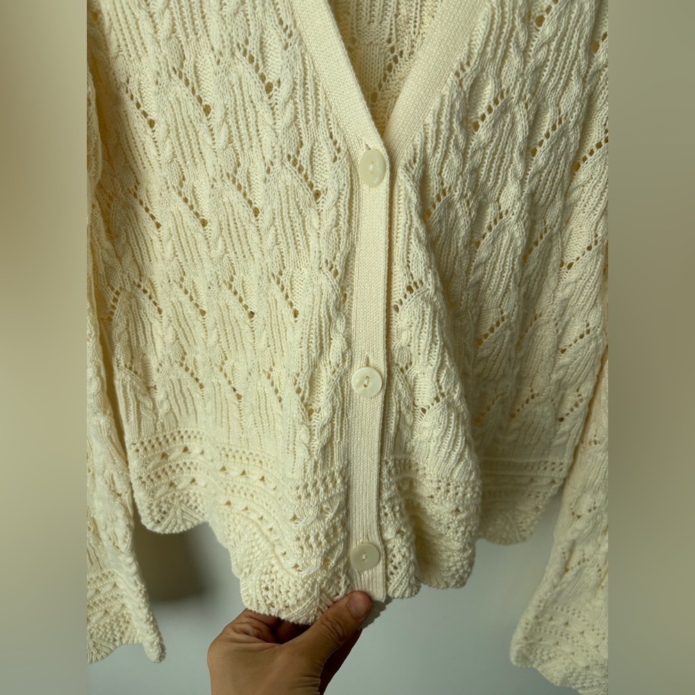 Joe Fresh Cream Crochet Lace Cardigan | 100% Cotton | M - Picture 5 of 8